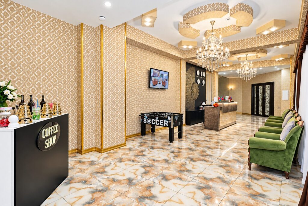Lobby and coffee shop at Istanbul Gold Hotel Baku