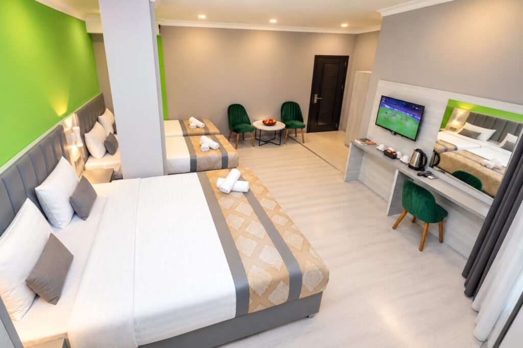 Quadruple room, from the bed