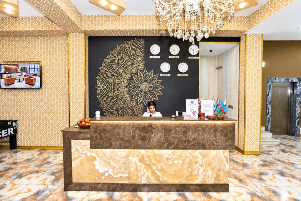 Reception desk at Istanbul Gold Hotel Baku