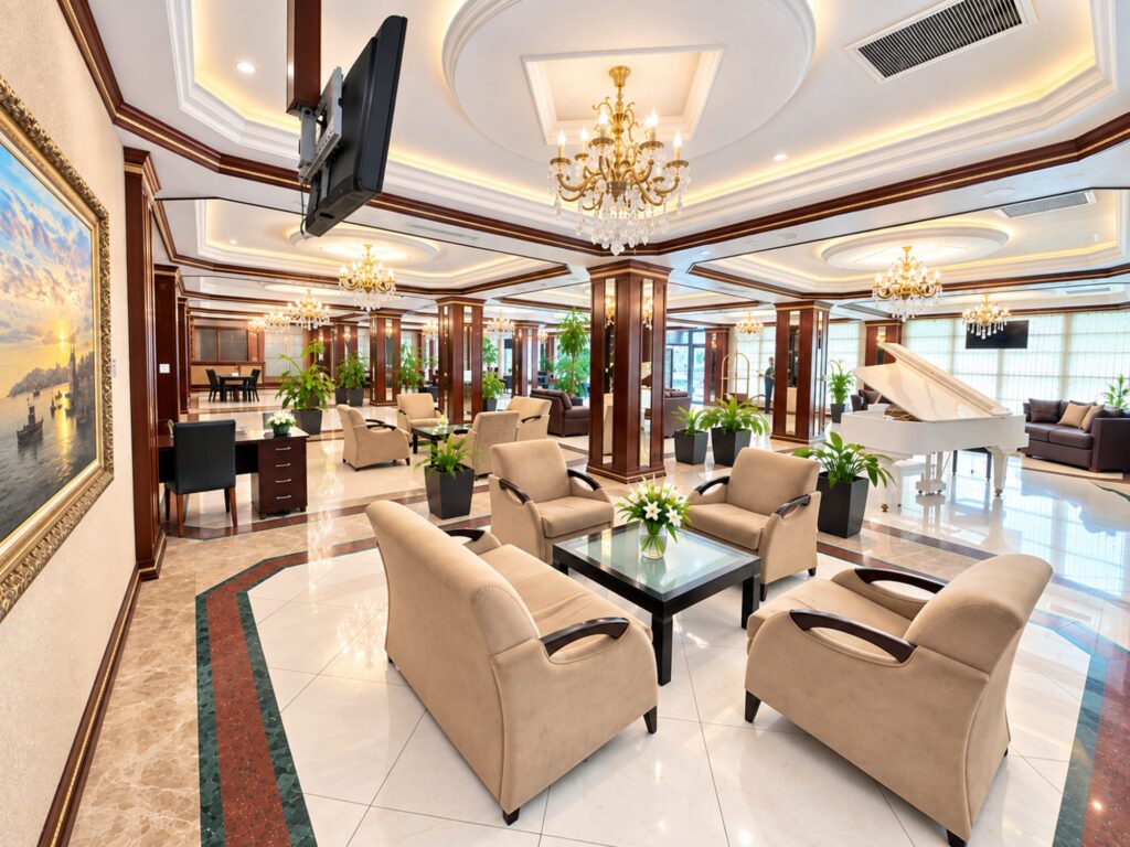 Lounge with piano at Modern Hotel Baku
