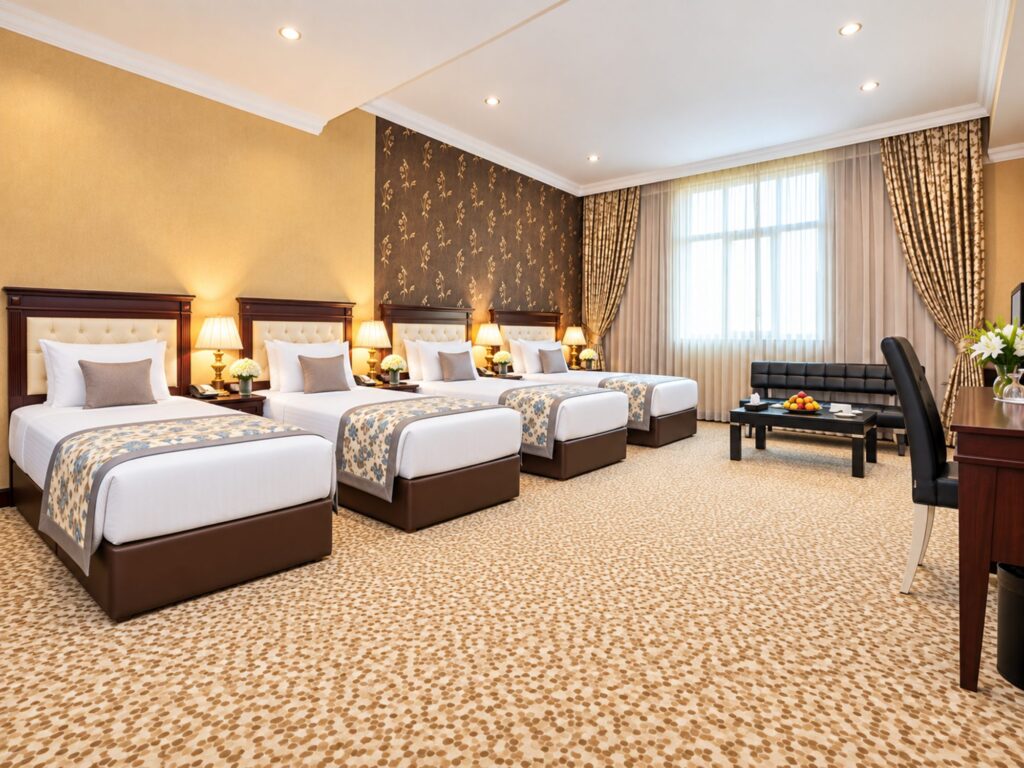 Quadruple room, beds and seating