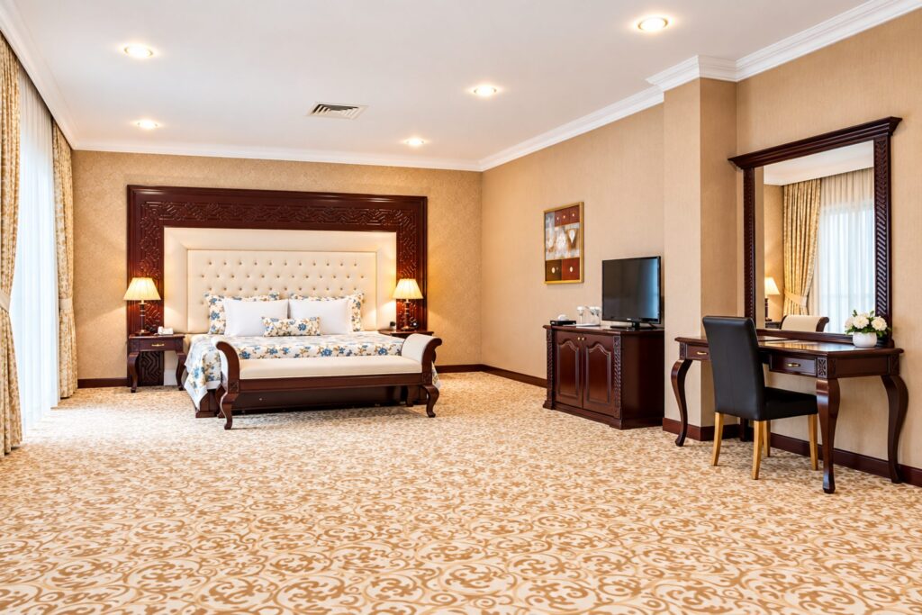Royal suite, bedroom and desk