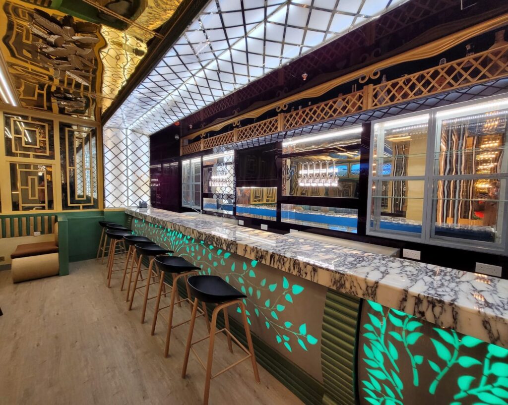 Bar counter at Camphor Hotel