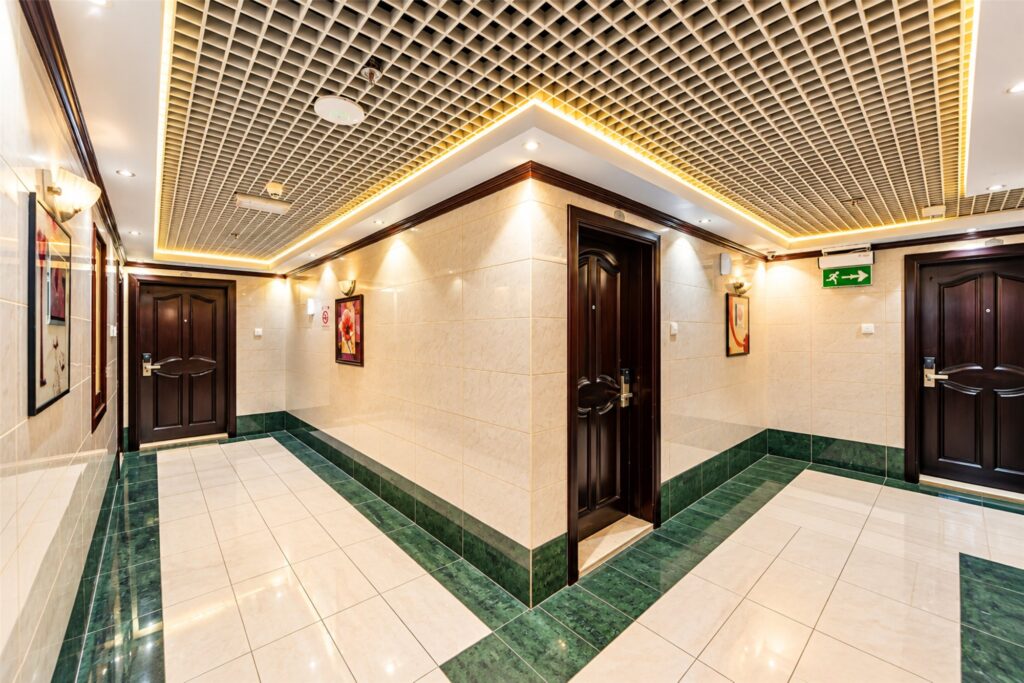Corridor to the apartments at Hafez Hotel Apartments