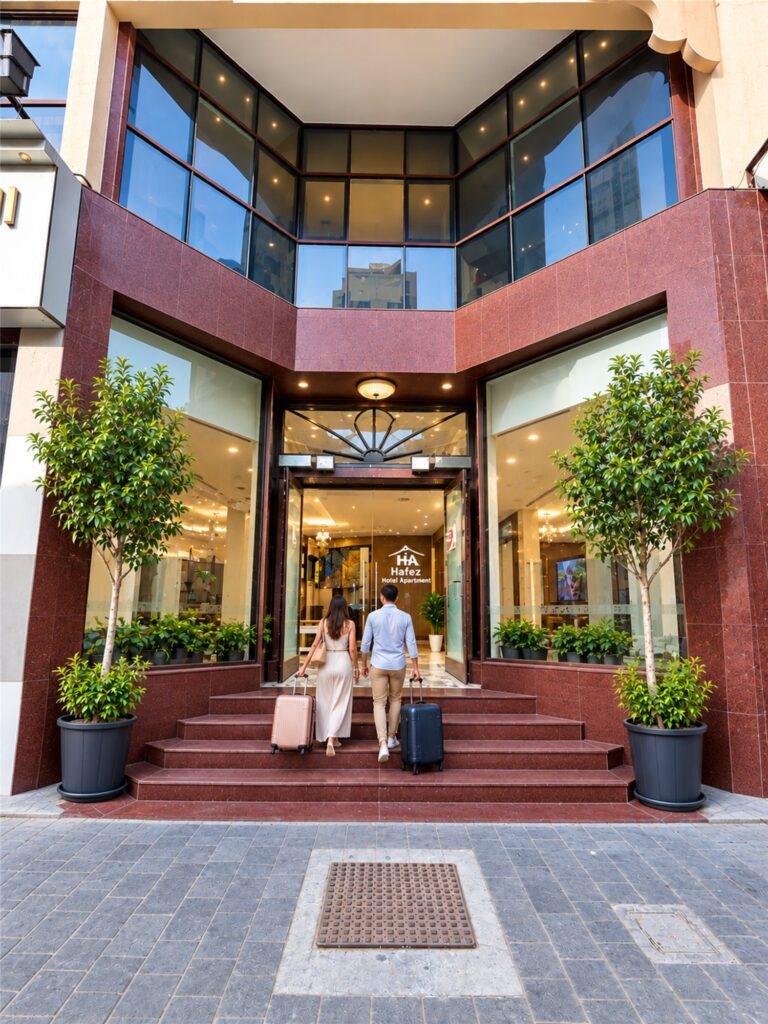 Entrance to Hafez Hotel Apartments
