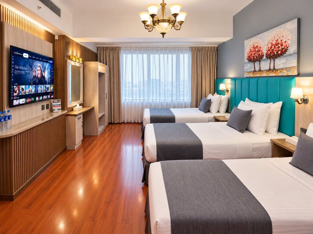 Suite with three beds